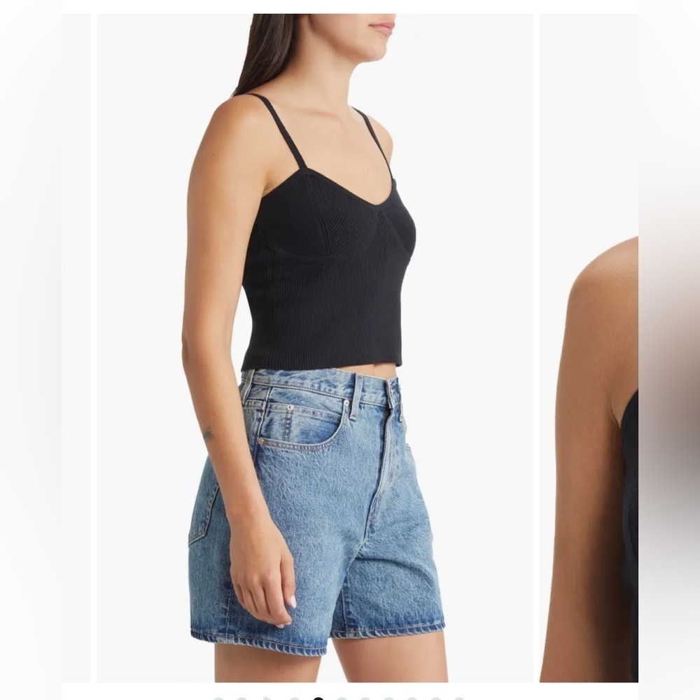 Madewell Corset-Detail Crop Sweater Tank black medium NEW